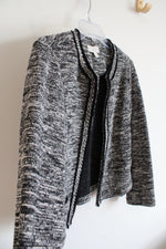 Talbots Black & White Tweed Open Blazer | M Petite