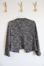 Talbots Black & White Tweed Open Blazer | M Petite