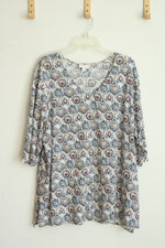J. Jill White Medallion Print V-neck Blouse | 3X