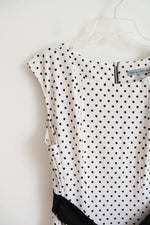 NEW Danny & Nicole White & Black Polka Dot Belted Flare Dress | 14