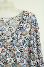 J. Jill White Medallion Print V-neck Blouse | 3X