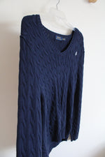 Polo Ralph Lauren Navy Cable Knit V-Neck Sweater | XL