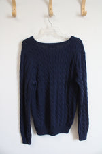 Polo Ralph Lauren Navy Cable Knit V-Neck Sweater | XL