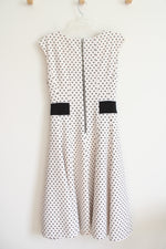NEW Danny & Nicole White & Black Polka Dot Belted Flare Dress | 14