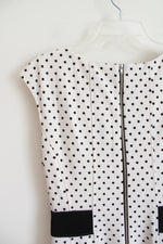 NEW Danny & Nicole White & Black Polka Dot Belted Flare Dress | 14