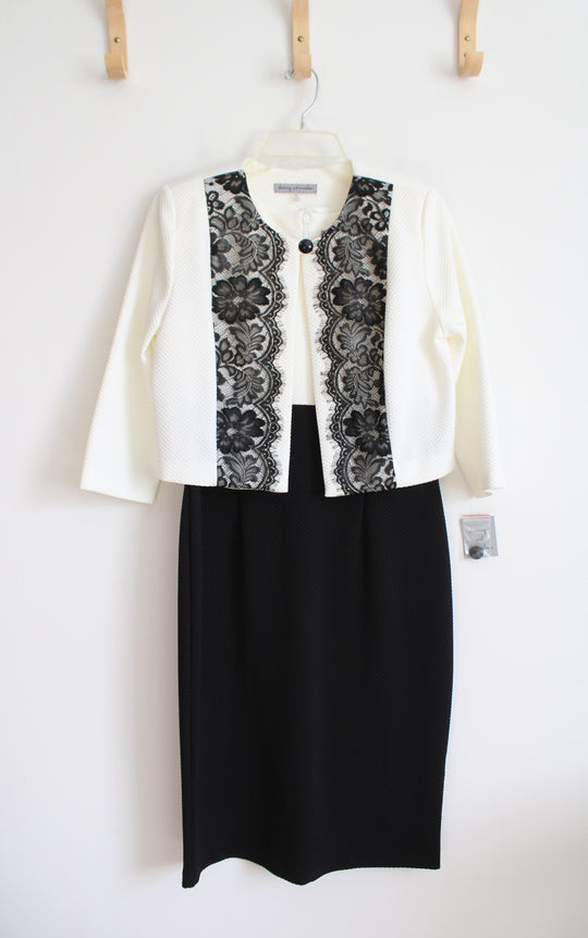NEW Danny & Nicole Cream & Black Lace Sheath Dress & Jacket Set | 10