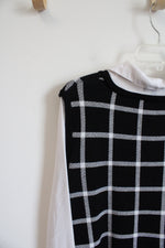 Adrianna Papell Black & White Sweater Vest Over Button Down Top | M