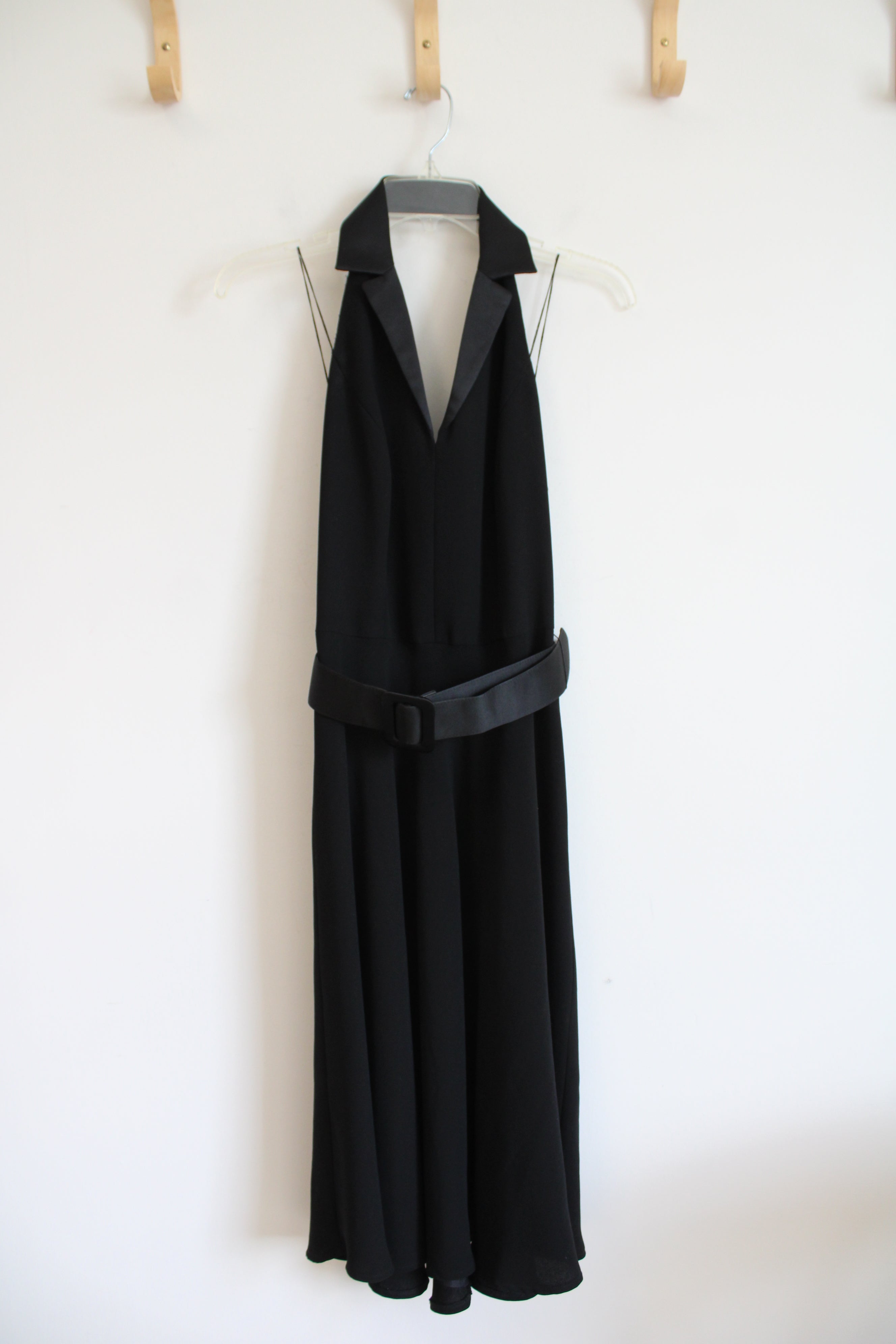 Maggy London Vintage Black Halter Neck Belted A-Line Dress