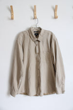 Haggar Sueded Luxe Tan Button Down Shirt | XXL