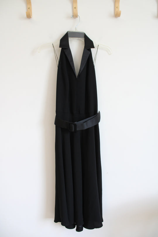Maggy London Vintage Black Halter Neck Belted A-Line Dress | 4