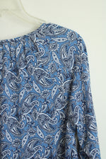 Michael Kors Blue Paisley Bell Sleeved Blouse | L