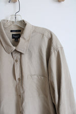 Haggar Sueded Luxe Tan Button Down Shirt | XXL