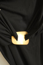 New Donna Karan NY Black Wrap Dress with Gold Buckle | 8