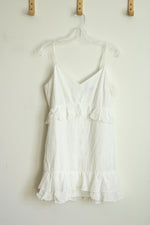 Trixxi White Eyelet Ruffle Tiered Shirt | XL