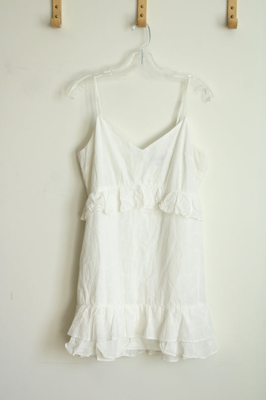 Trixxi White Eyelet Ruffle Tiered Shirt | XL