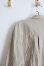 Haggar Sueded Luxe Tan Button Down Shirt | XXL