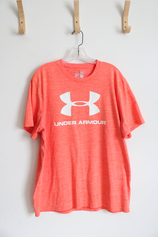 Under Armour Orange & White Logo Shirt | XL