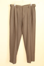 Gray Pleated Dress Pants with Adjustable Waistband | Size 34 x 32