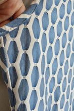 Just Taylor Blue and White Geometric Fit and Flare Dress | 10