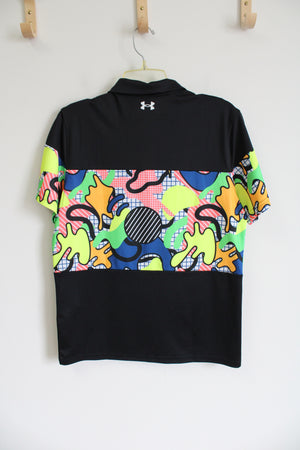 Under Armour Black Multi-Color Patterned Polo Shirt | Youth XL (16/18)