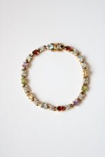Multi-Colored Stone Sterling Silver Gold Tone Bracelet