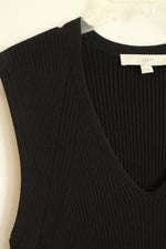 Ann Taylor Loft Black Ribbed Sleeveless Sweater Dress | L