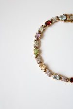Multi-Colored Stone Sterling Silver Gold Tone Bracelet