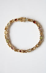 Multi-Colored Stone Sterling Silver Gold Tone Bracelet