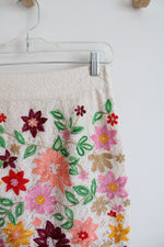 Maeve Anthropologie Ayaka Cream Embroidered Floral Lace Skirt | 2