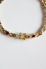 Multi-Colored Stone Sterling Silver Gold Tone Bracelet