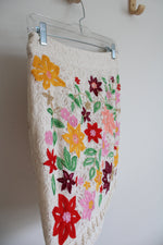 Maeve Anthropologie Ayaka Cream Embroidered Floral Lace Skirt | 2