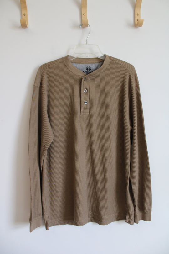 Alpine Lakes Brown Waffle Knit Henley Shirt | L