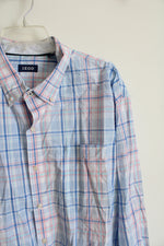 Izod Blue Pink & White Plaid Button Down Shirt | XXL