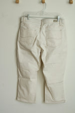 Lee Cream Regular Fit Mid Rise Capri Jeans | 14 Medium