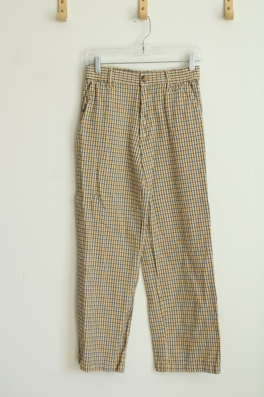 Billabong Gold Black Plaid Wide Leg Trousers | S
