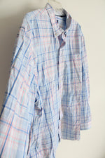 Izod Blue Pink & White Plaid Button Down Shirt | XXL
