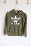 Adidas Olive Green Logo Hoodie | Youth M (10/12)