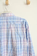 Izod Blue Pink & White Plaid Button Down Shirt | XXL