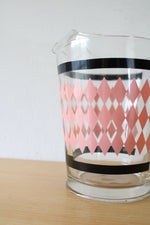 Hazel Atlas Pink & Black Diamond Clear Drink Pitcher