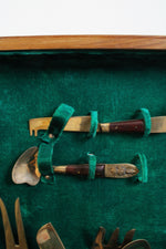 Vintage Thai Etched Bronze & Wood Flatware Set | Set Of 142