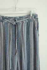 Democracy Blue Striped Wide Leg Capris | 8