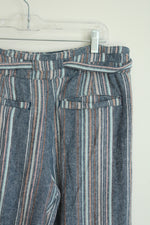 Democracy Blue Striped Wide Leg Capris | 8
