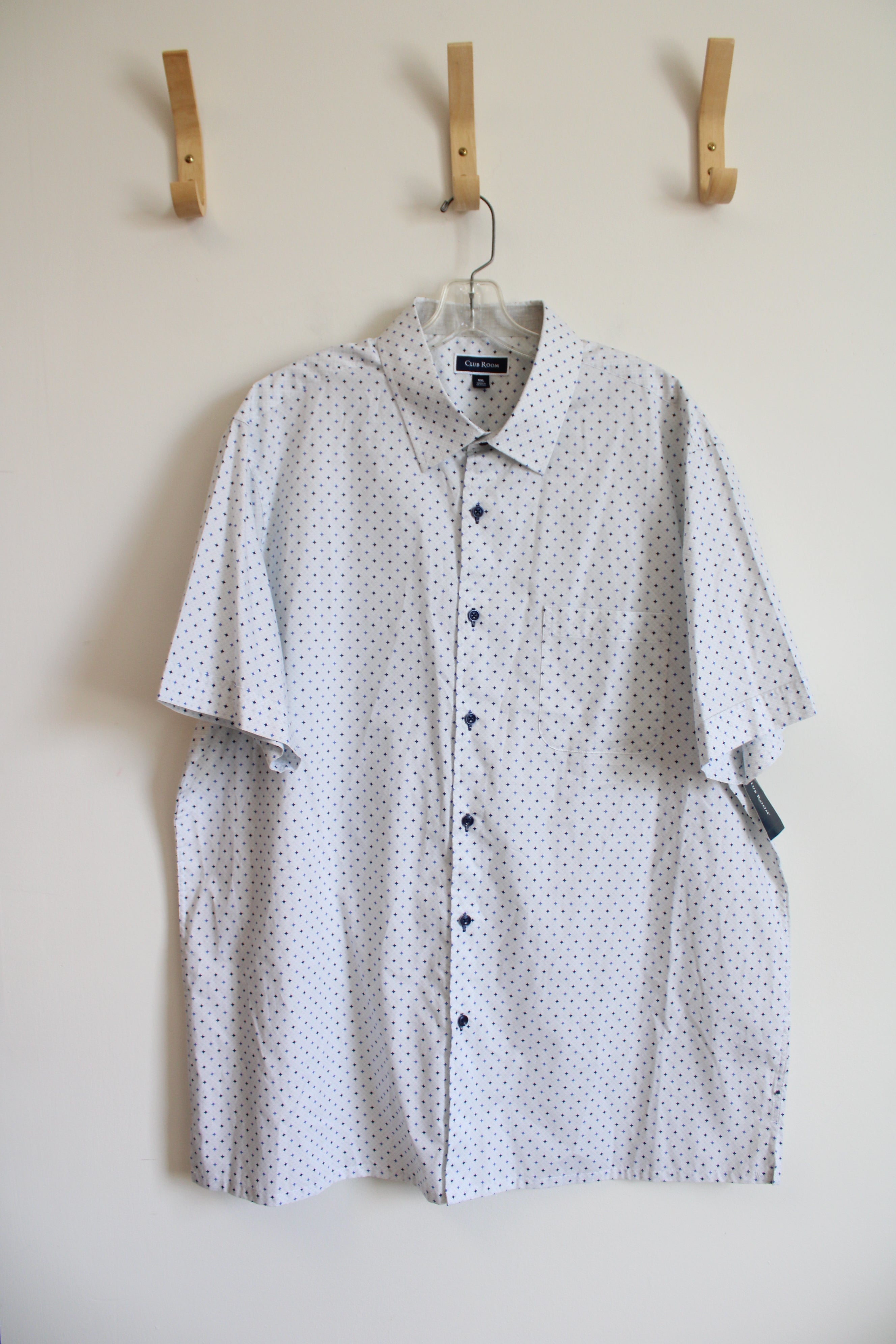 NEW Club Room White & Blue Star Patterned Button Down Shirt | XXL