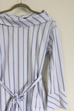 NEW Banana Republic Blue Purple Striped Boat Neck Cotton Belted Top | S