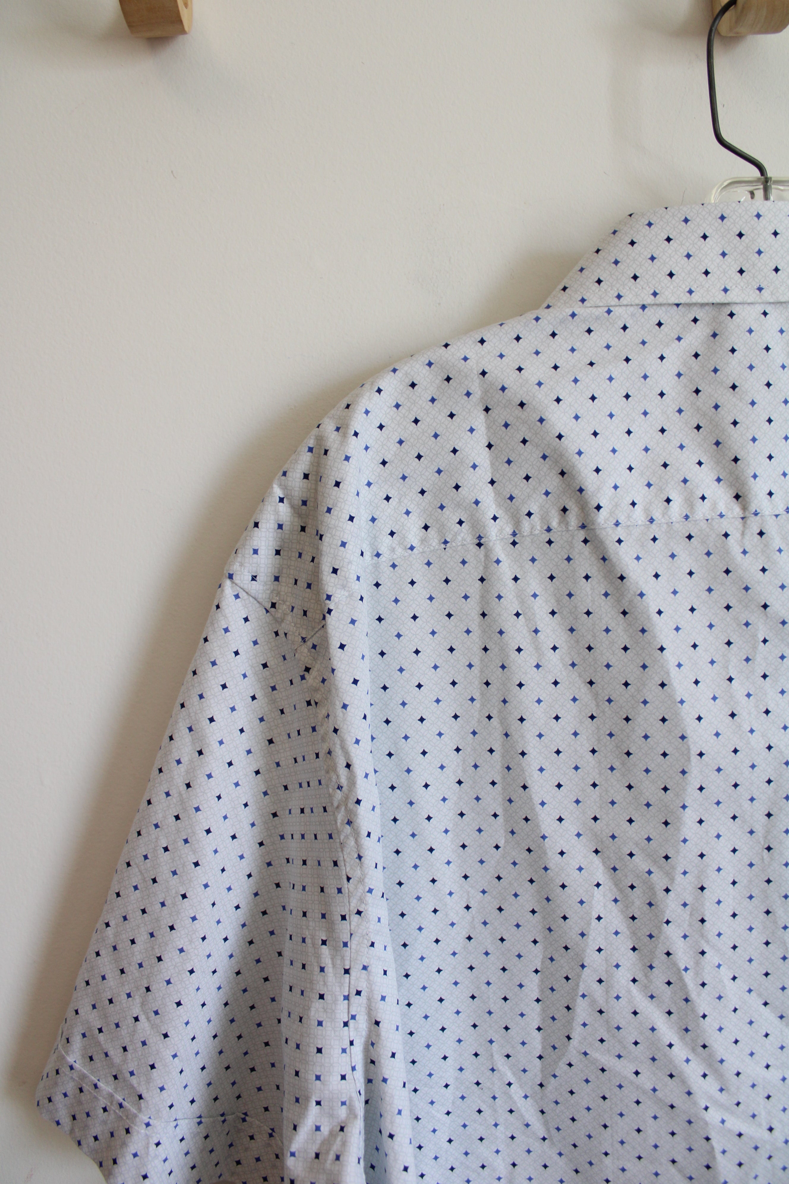 NEW Club Room White & Blue Star Patterned Button Down Shirt | XXL