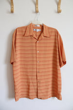 D&E Collection Orange Striped Button Down Shirt | L