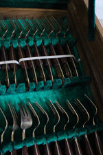 Vintage Thai Etched Bronze & Wood Flatware Set | Set Of 142