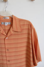 D&E Collection Orange Striped Button Down Shirt | L