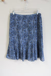 Ann Taylor LOFT Blue Patterned Chiffon Skirt | 8 Petite