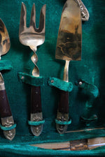 Vintage Thai Etched Bronze & Wood Flatware Set | Set Of 142